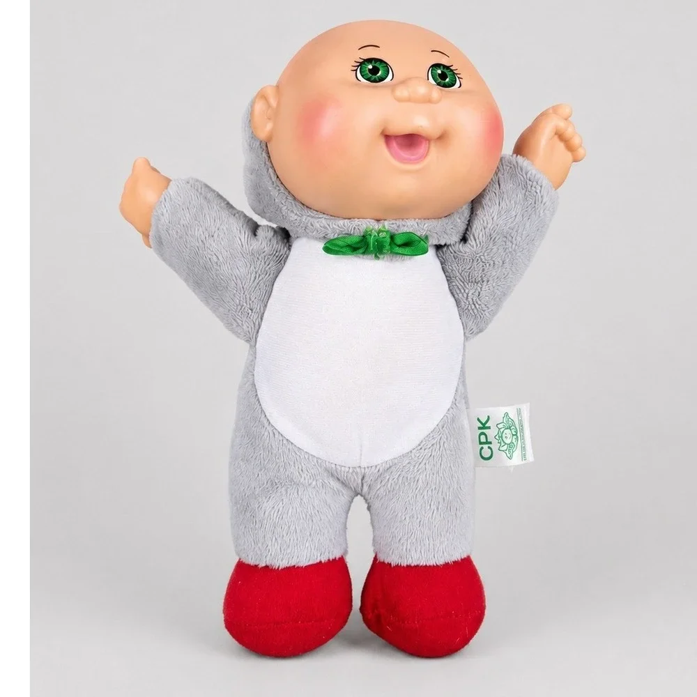 Vintage Cabbage Patch Kids Cuties Penguin Plush Doll Grey Red Green Eyes 9in CPK
